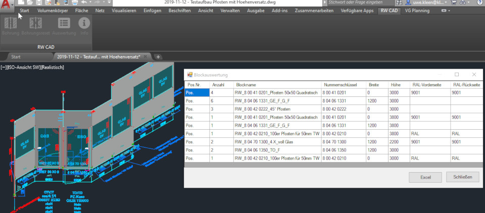 AutoCAD Block Auswertung Stückliste